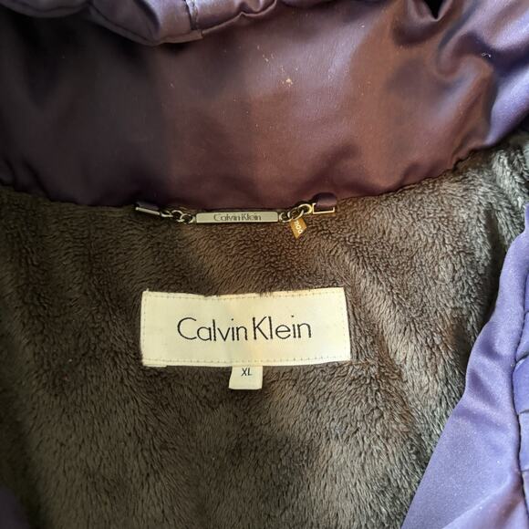 Calvin Klein Coat Down Packable Quilted‎ Purple Hooded Full Zip Puffer Jacket XL - Picture 5 of 11